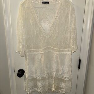SHEIN White Lace Floral Top